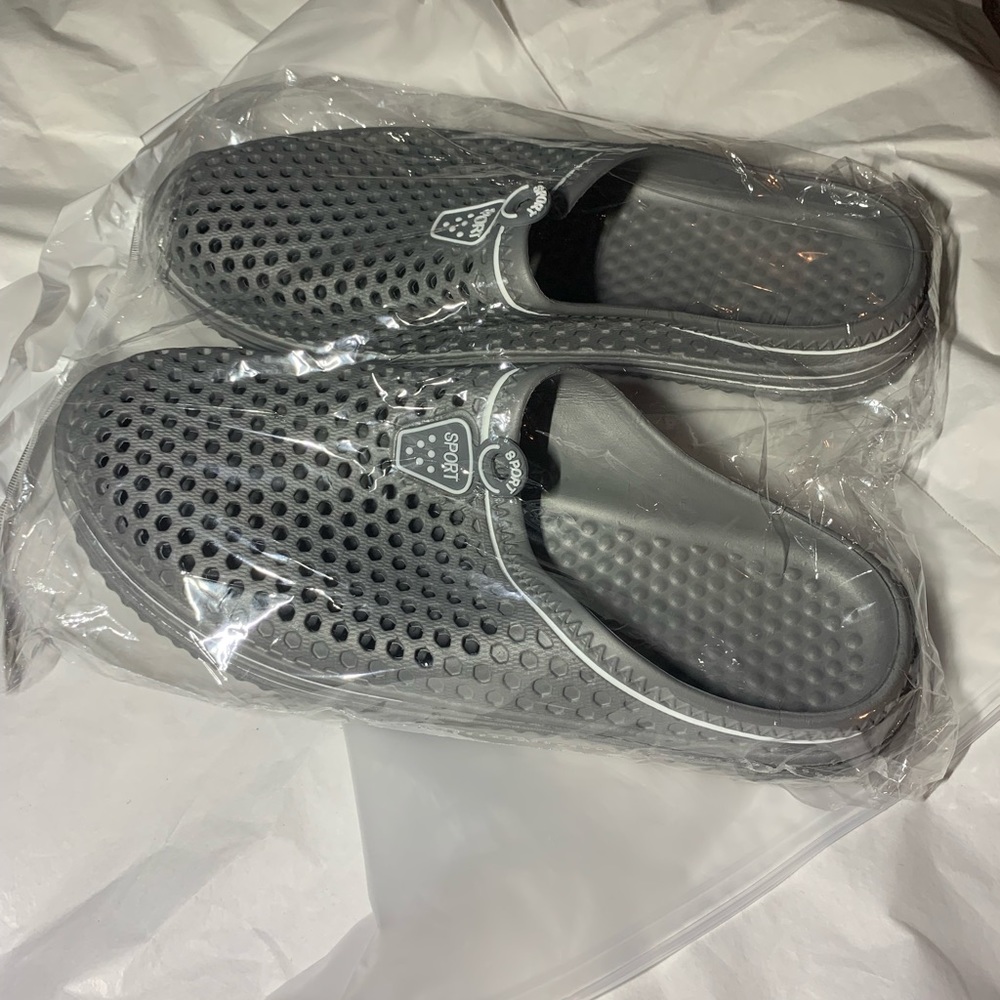 Sport Gray and White Mesh Mule